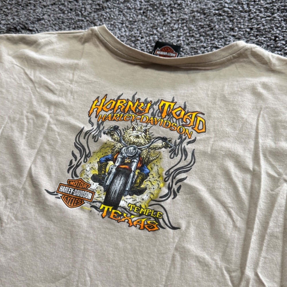 Vintage Harley-Davidson T-Shirt Women Tan Excellent Horny Toad Texas Small S